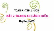 Bài 2 trang 40 Toán 9 tập 1 Cánh Diều